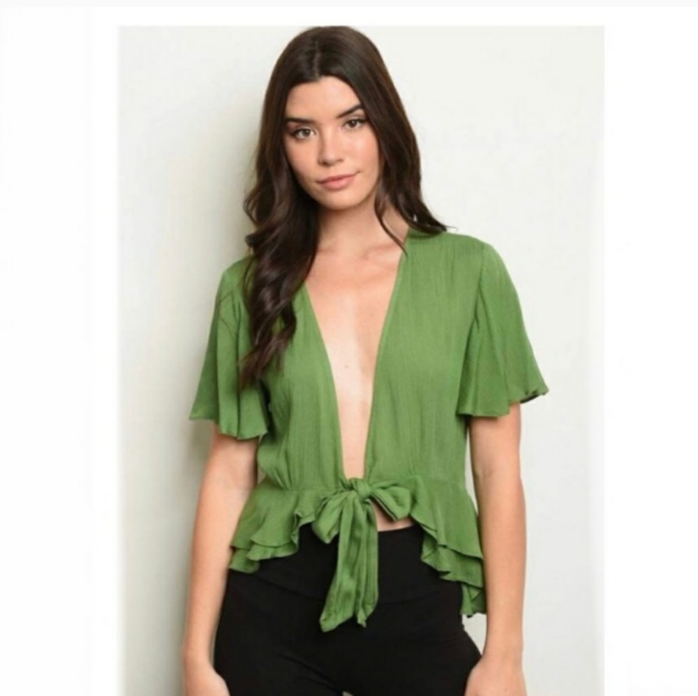 Mustard seed tie front top